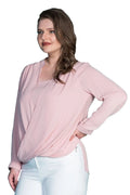 Elegante Wickelbluse aus Krepp für Damen große Größen mit fließendem Fall
