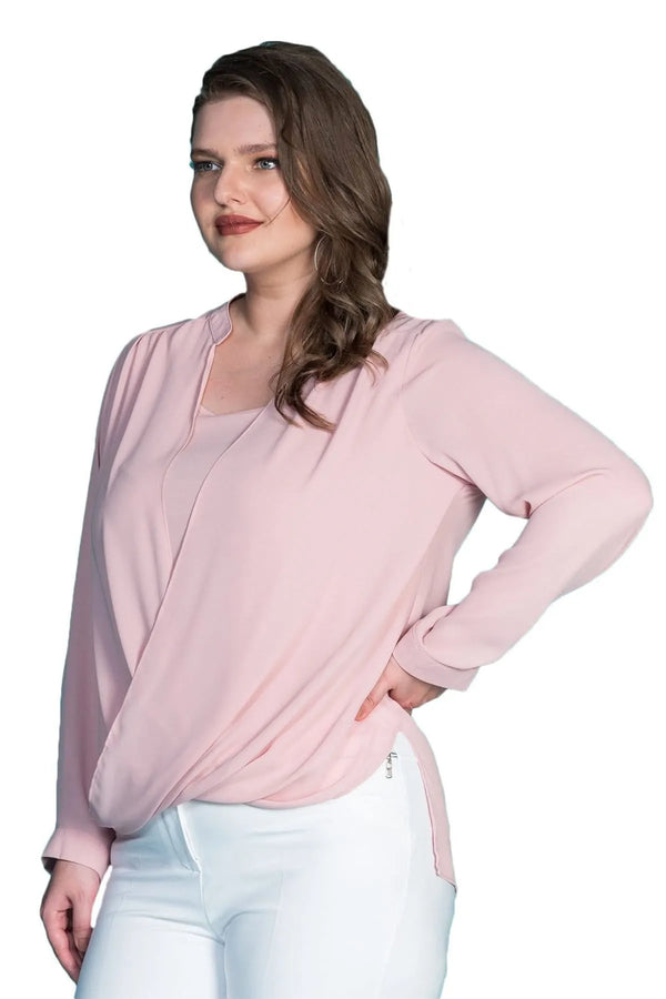 Plus Size Women's Wrap Crepe Blouse - Flowy Evening Wear