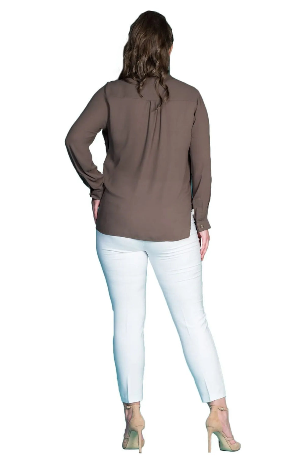 Plus Size Women's Wrap Crepe Blouse - Flowy Evening Wear - Image 17