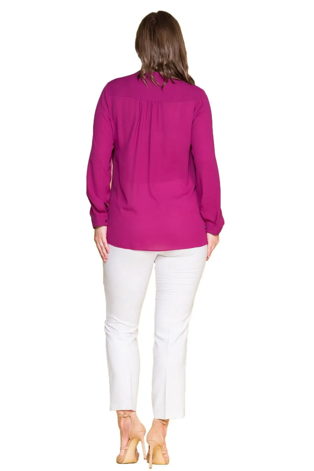 Plus Size Women's Wrap Crepe Blouse - Flowy Evening Wear - Image 20