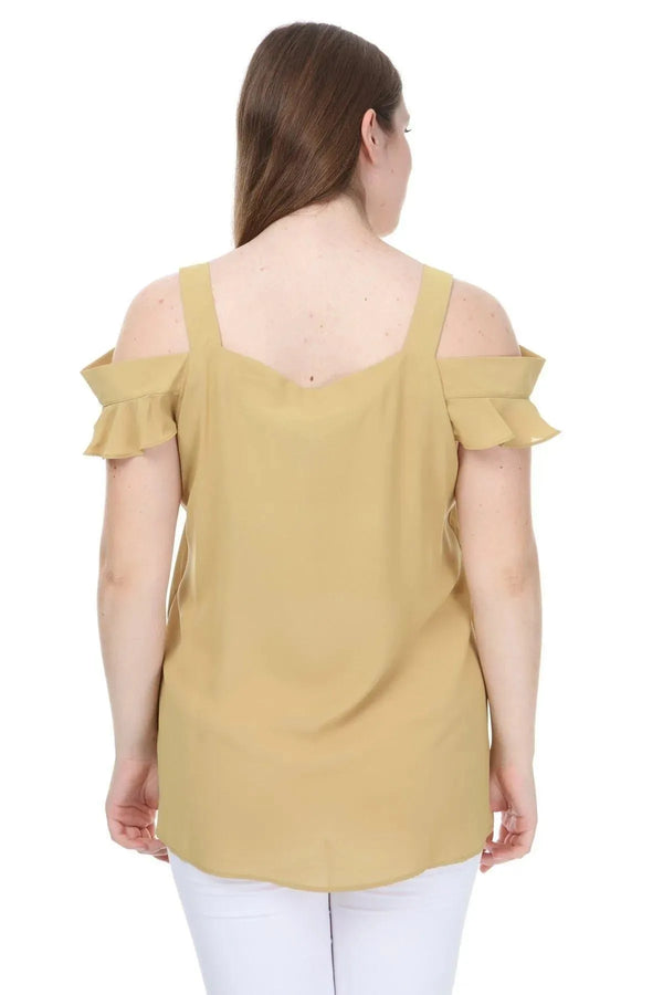 Plus Size Women's Cold Shoulder Flounce Sleeve Jessica Blouse