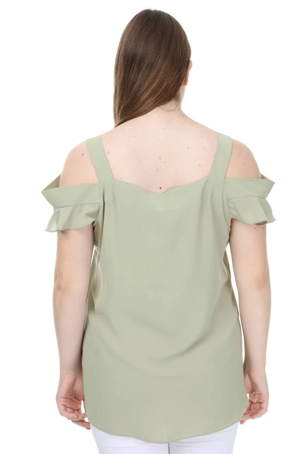 Plus Size Women's Cold Shoulder Flounce Sleeve Jessica Blouse - Image 24