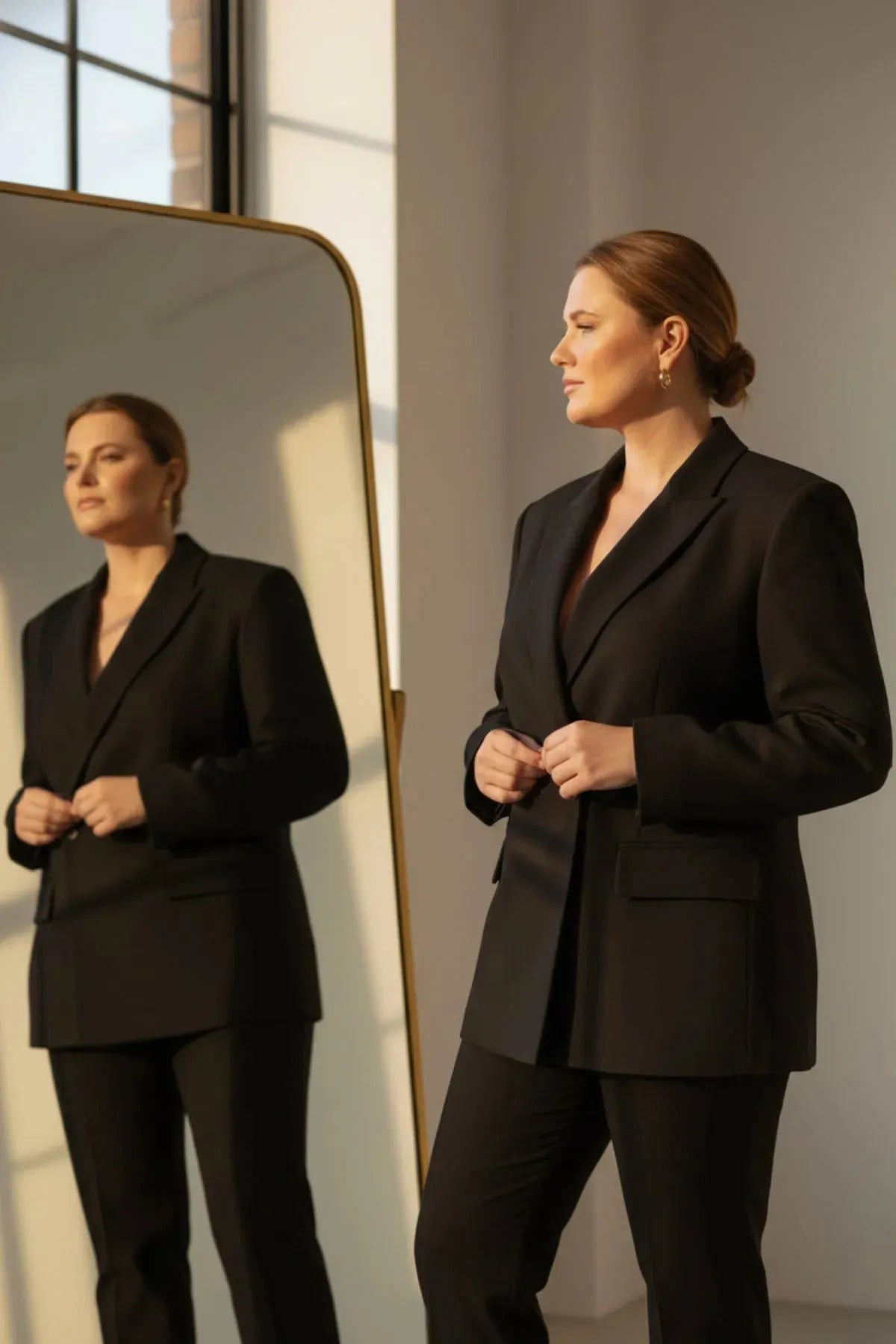 Plus Size Damen Oversize Blazer mit Schulterpolstern und Futter