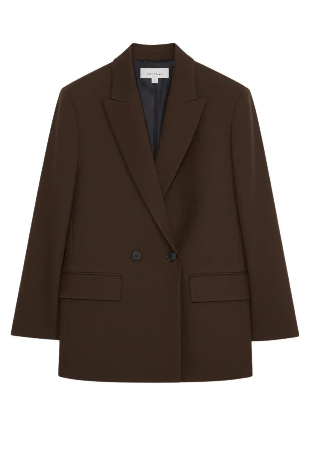 Büyük Beden Kadın Büyük Beden Kadın Oversize Vatkalı Astarlı Blazer Ceket Büyük Beden Ceket Kahverengi Düz Kumaş