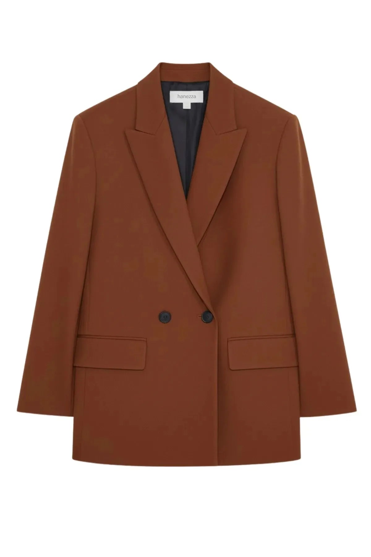 Büyük Beden Kadın Büyük Beden Kadın Oversize Vatkalı Astarlı Blazer Ceket Büyük Beden Ceket Kahverengi Düz Renk