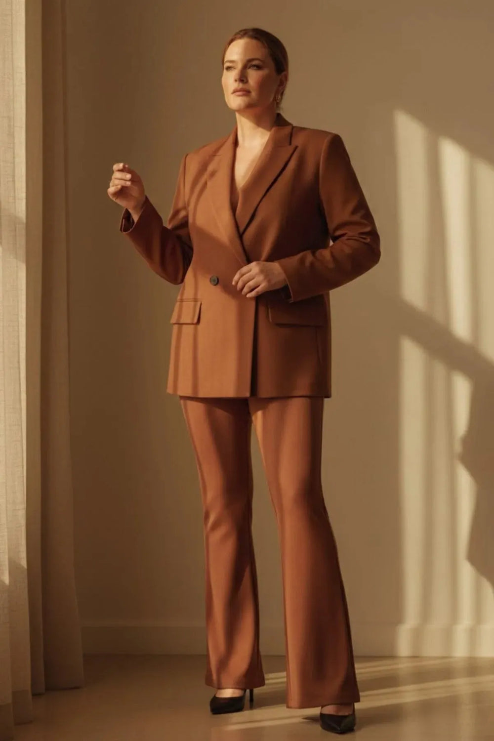 Женский жакет-блейзер больших размеров оверсайз с подкладкой и подплечниками - Image 17