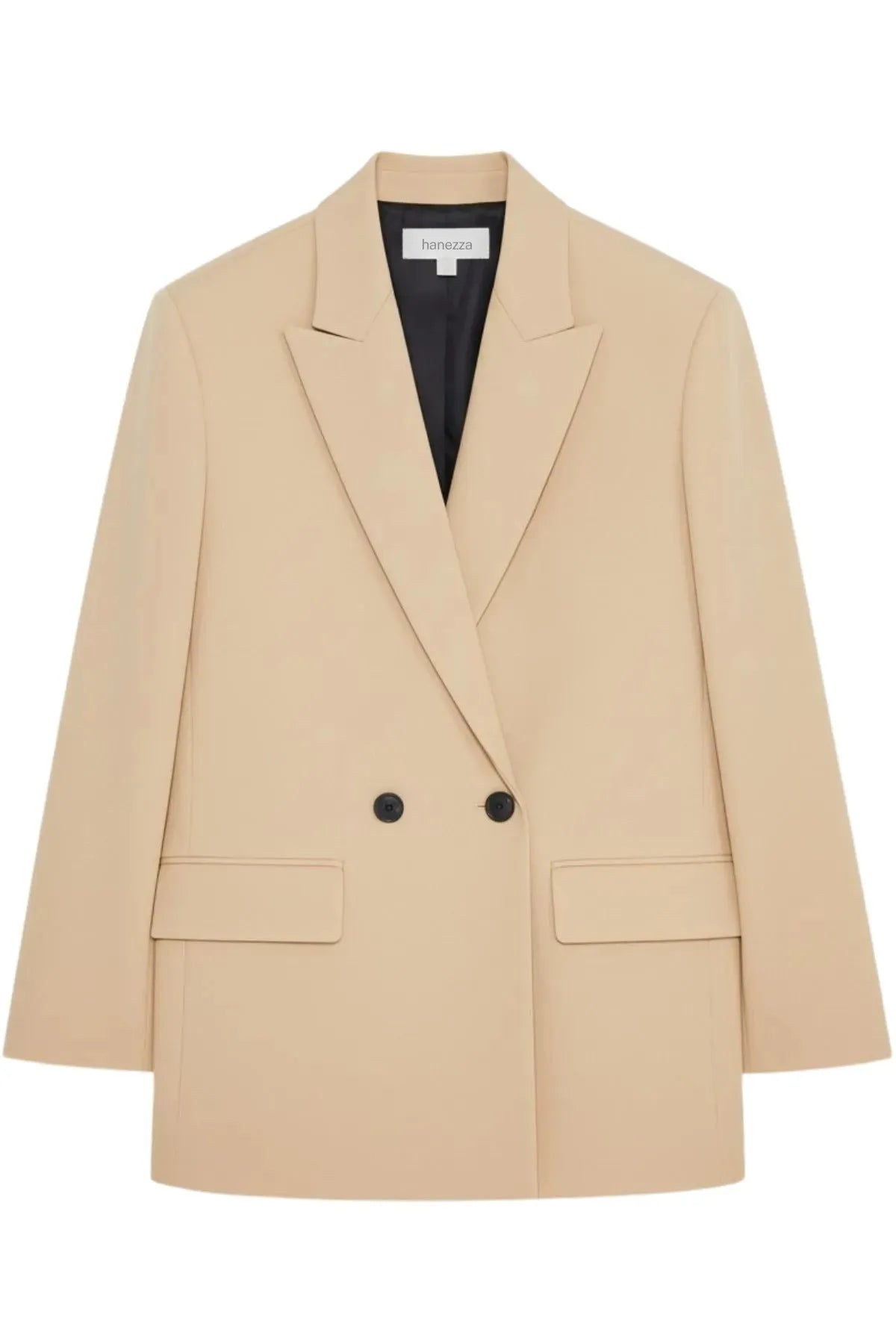 Büyük Beden Kadın Büyük Beden Kadın Oversize Vatkalı Astarlı Blazer Ceket Büyük Beden Ceket Bej Düz