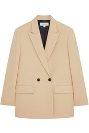 Büyük Beden Kadın Büyük Beden Kadın Oversize Vatkalı Astarlı Blazer Ceket Büyük Beden Ceket Bej Düz