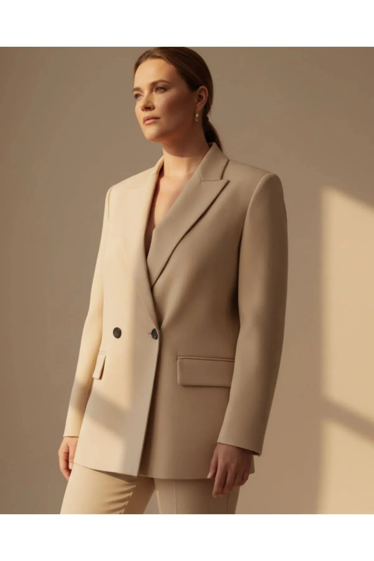 Plus Size Damen Oversize Blazer mit Schulterpolstern und Futter