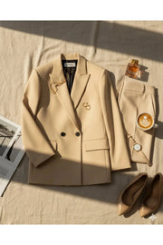 Büyük Beden Kadın Büyük Beden Kadın Oversize Vatkalı Astarlı Blazer Ceket Büyük Beden Ceket Krem Düz Kumaş