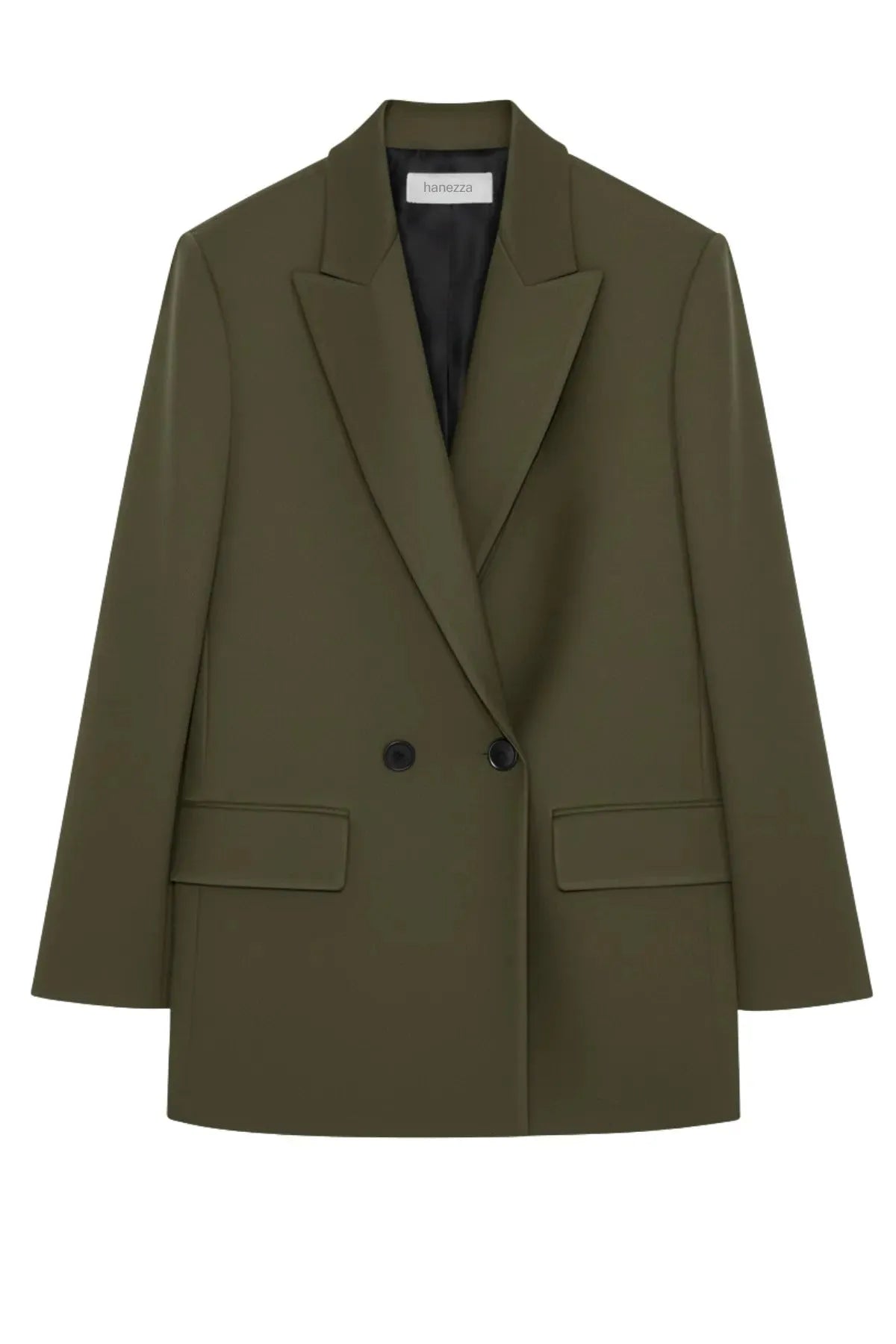 Büyük Beden Kadın Büyük Beden Kadın Oversize Vatkalı Astarlı Blazer Ceket Büyük Beden Ceket Haki Düz Kumaş