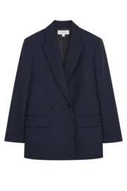 Büyük Beden Kadın Büyük Beden Kadın Oversize Vatkalı Astarlı Blazer Ceket Büyük Beden Ceket Lacivert Düz Kumaş