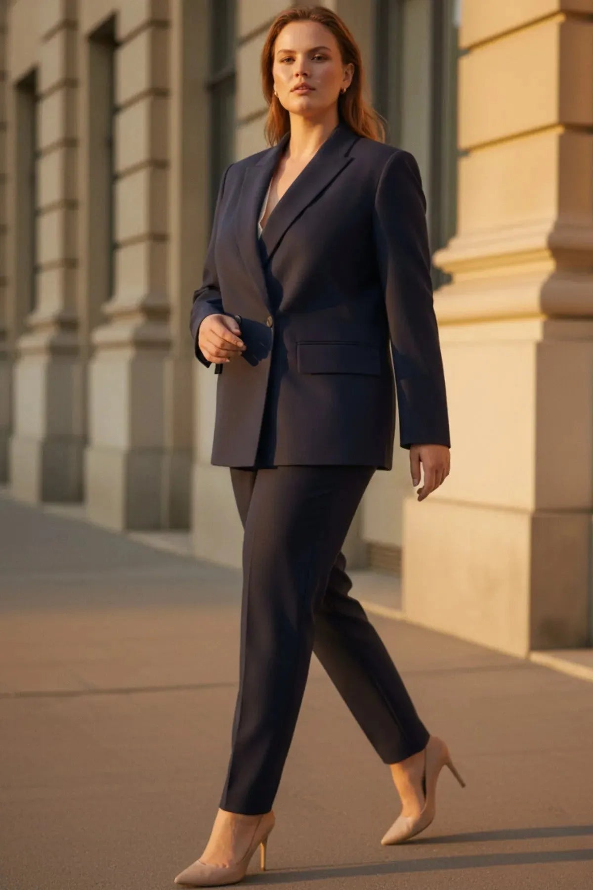 Plus Size Damen Oversize Blazer mit Schulterpolstern und Futter
