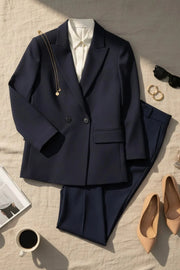 Büyük Beden Kadın Büyük Beden Kadın Oversize Vatkalı Astarlı Blazer Ceket Büyük Beden Ceket Lacivert Düz Kumaş