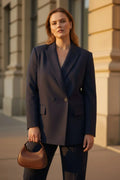Plus Size Damen Oversize Blazer mit Schulterpolstern und Futter