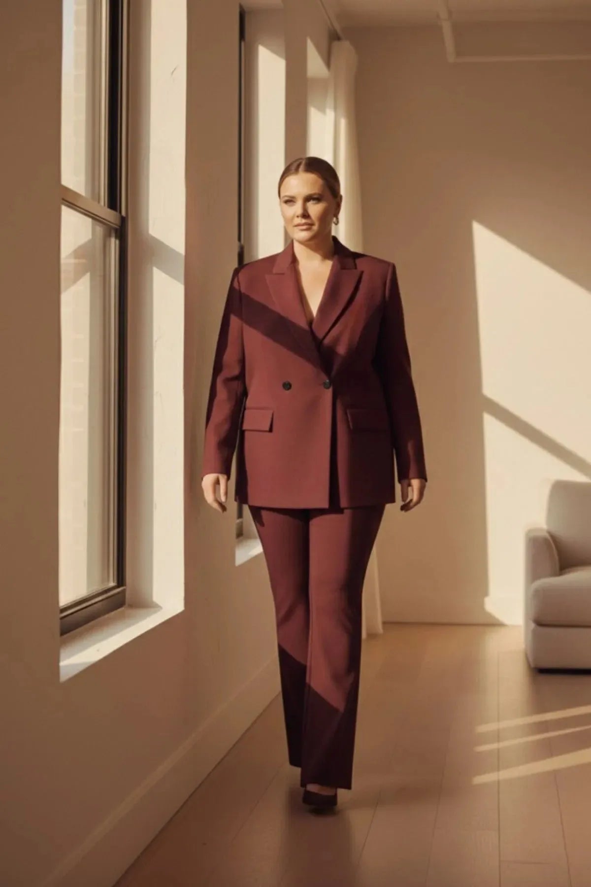 Plus Size Damen Oversize Blazer mit Schulterpolstern und Futter