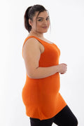 Damen Plus Size Basic T-Shirt aus Baumwoll-Viscose-Gemisch mit breiten Trägern (Zertifizierter Stoff)