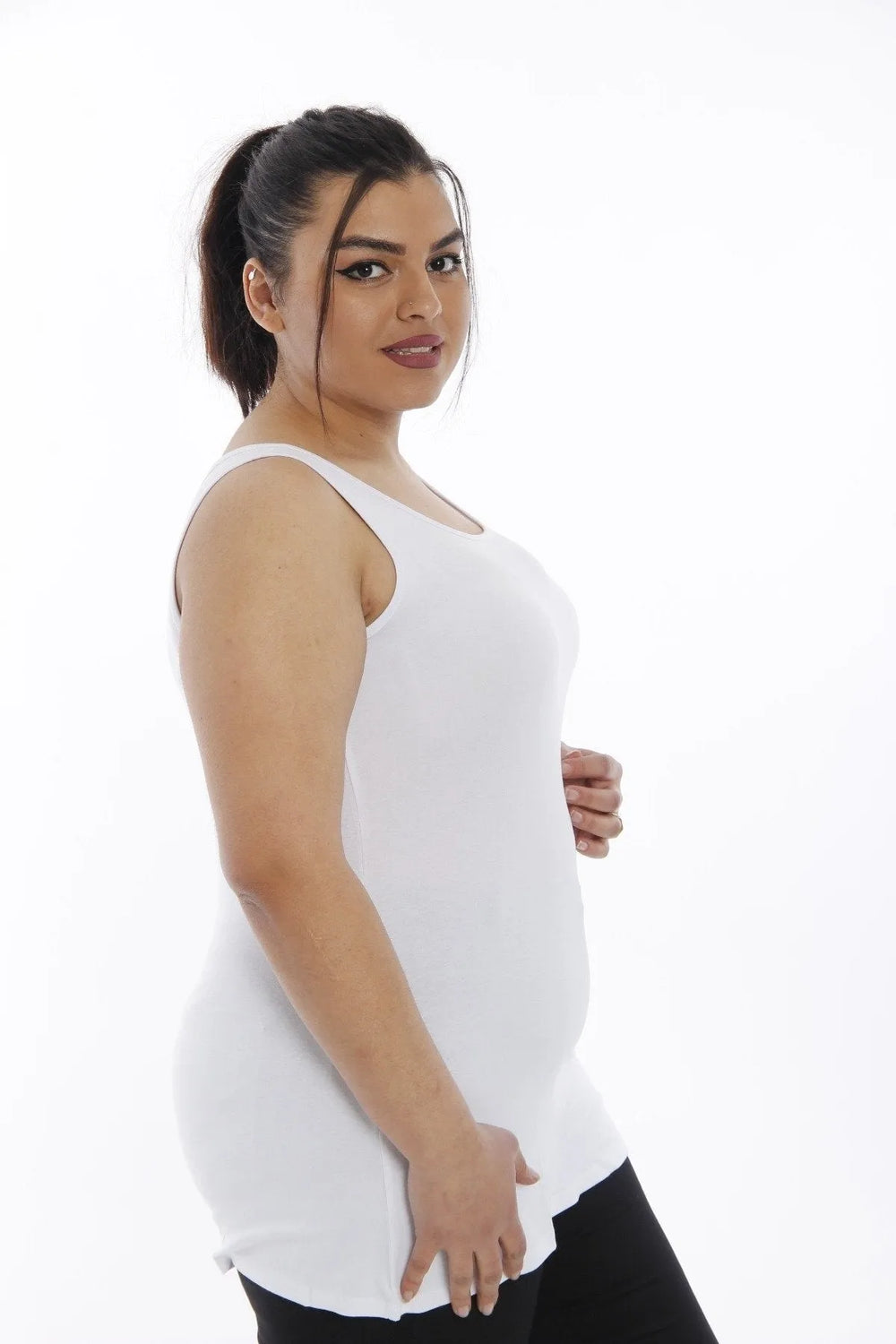 Women's Plus Size Cotton Viscose Wide Strap Basic T-shirt (Certified Fabric) - Image 4