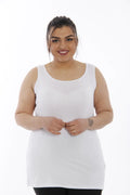 Damen Plus Size Basic T-Shirt aus Baumwoll-Viscose-Gemisch mit breiten Trägern (Zertifizierter Stoff)