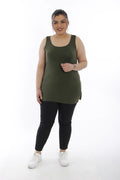 Damen Plus Size Basic T-Shirt aus Baumwoll-Viscose-Gemisch mit breiten Trägern (Zertifizierter Stoff)