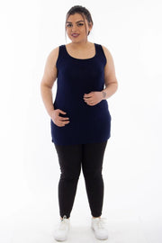 Büyük Beden Kadın Büyük Beden Kadın Pamuklu Viskon Kumaş Geniş Askılı Basic T-shirt ( Sertifikalı Kumaş ) Büyük Beden T-Shirt [Lacivert] [Düz Renk]