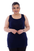 Damen Plus Size Basic T-Shirt aus Baumwoll-Viscose-Gemisch mit breiten Trägern (Zertifizierter Stoff)