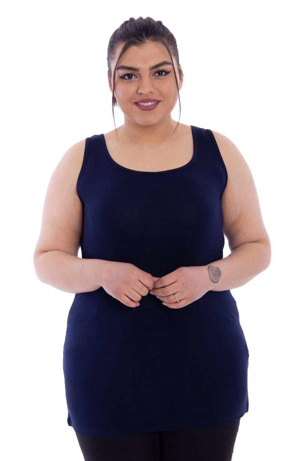 Women's Plus Size Cotton Viscose Wide Strap Basic T-shirt (Certified Fabric) - Image 13