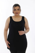 Damen Plus Size Basic T-Shirt aus Baumwoll-Viscose-Gemisch mit breiten Trägern (Zertifizierter Stoff)