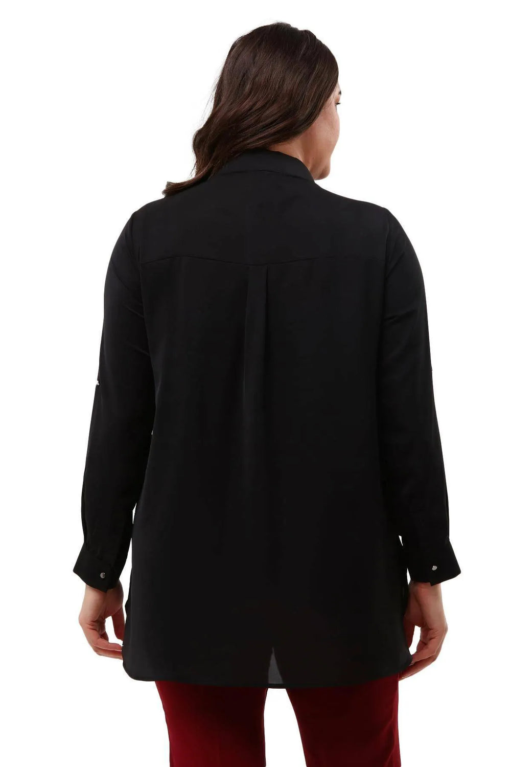 Plus Size Women's Saxe Blue Bead-Embellished Woven Shirt - Image 25