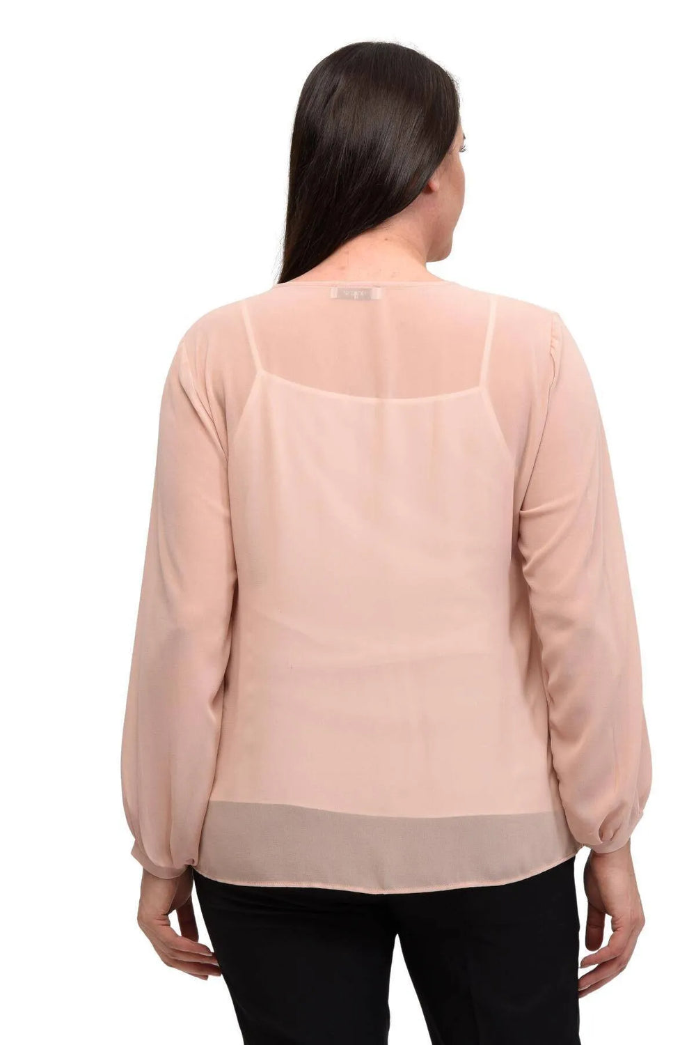 Büyük Beden Kadın  Şifon Fırfırlı Bluz - Astarlı - Image 5