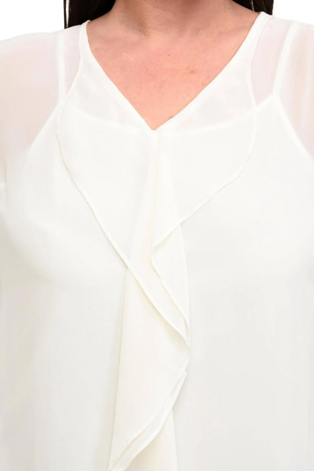 Büyük Beden Kadın  Şifon Fırfırlı Bluz - Astarlı - Image 10