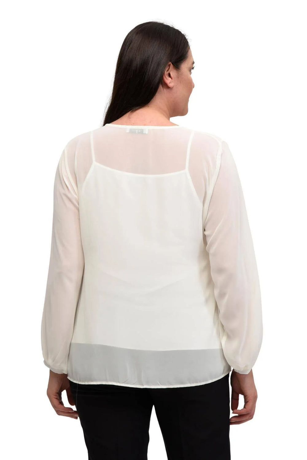 Büyük Beden Kadın  Şifon Fırfırlı Bluz - Astarlı - Image 13