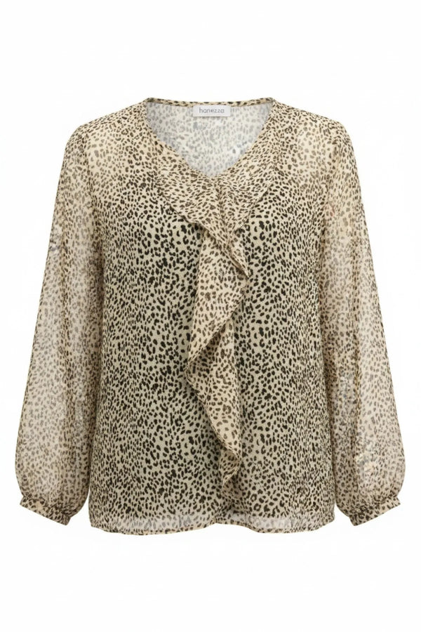 Büyük Beden Kadın  Şifon Fırfırlı Bluz - Astarlı