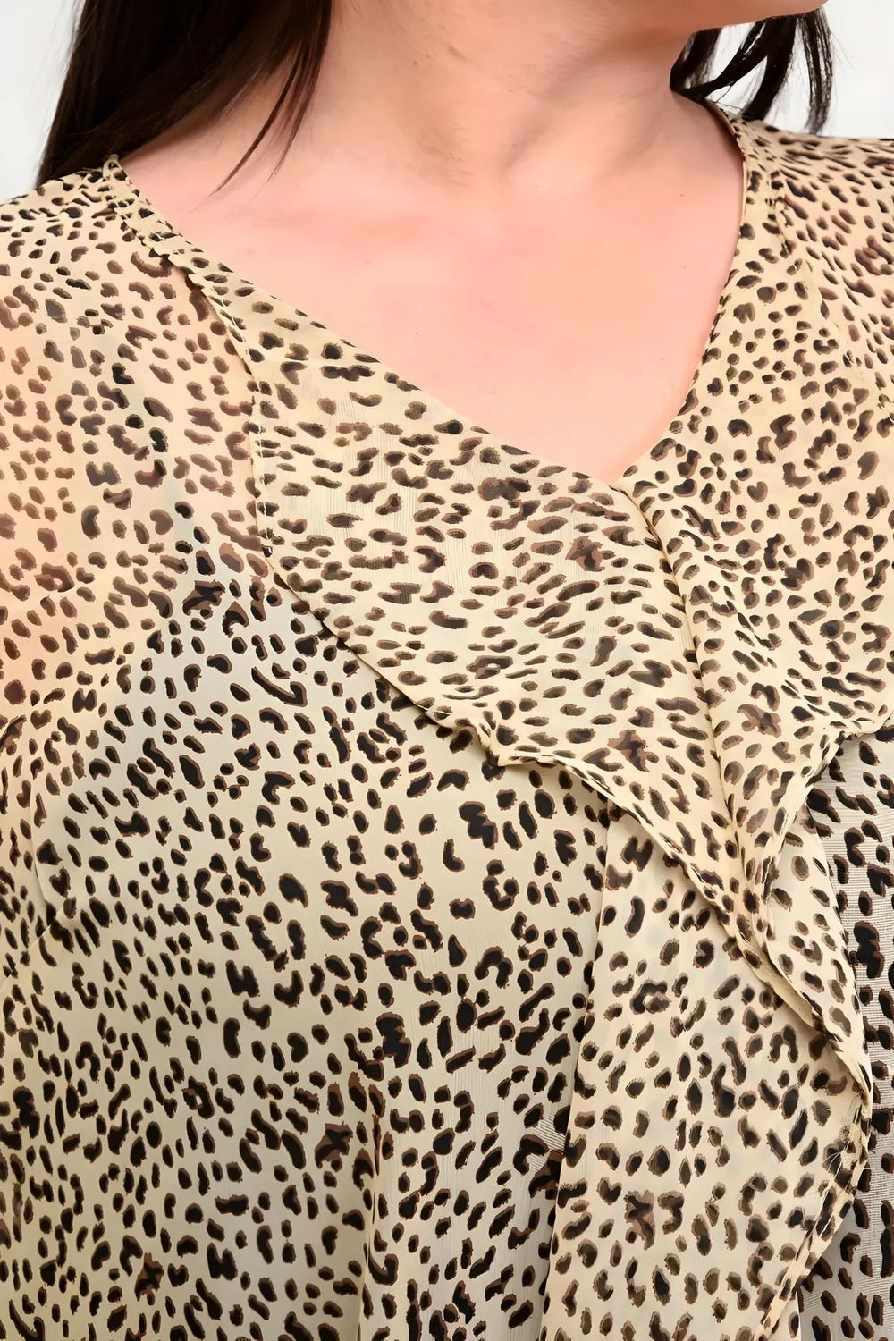 Büyük Beden Kadın  Şifon Fırfırlı Bluz - Astarlı - Image 22