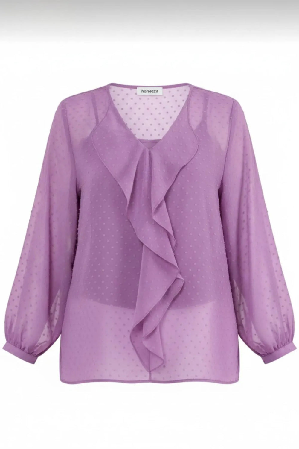 Büyük Beden Kadın  Şifon Fırfırlı Bluz - Astarlı - Image 46