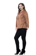 Plus Size Damen Bluse in Schwarz mit Schnürung und Langarm