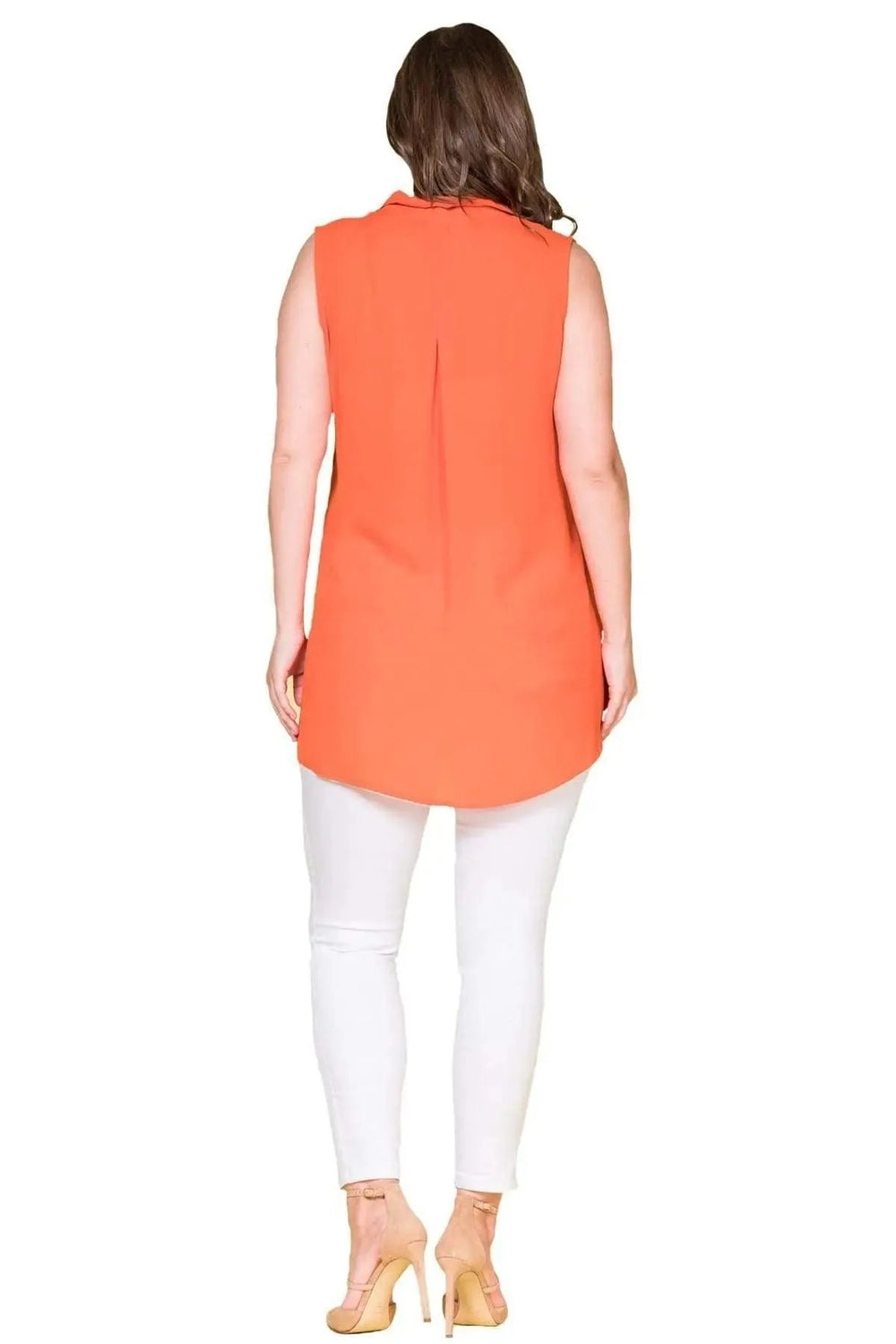 Women's Plus Size Black Sleeveless Button-Down Summer Shirt Tunic - Image 8