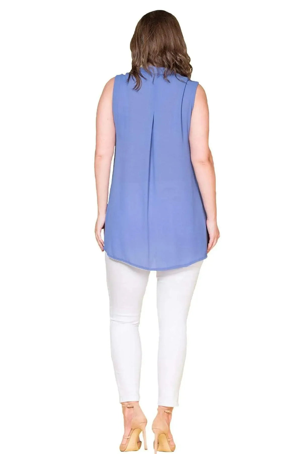 Women's Plus Size Black Sleeveless Button-Down Summer Shirt Tunic - Image 16