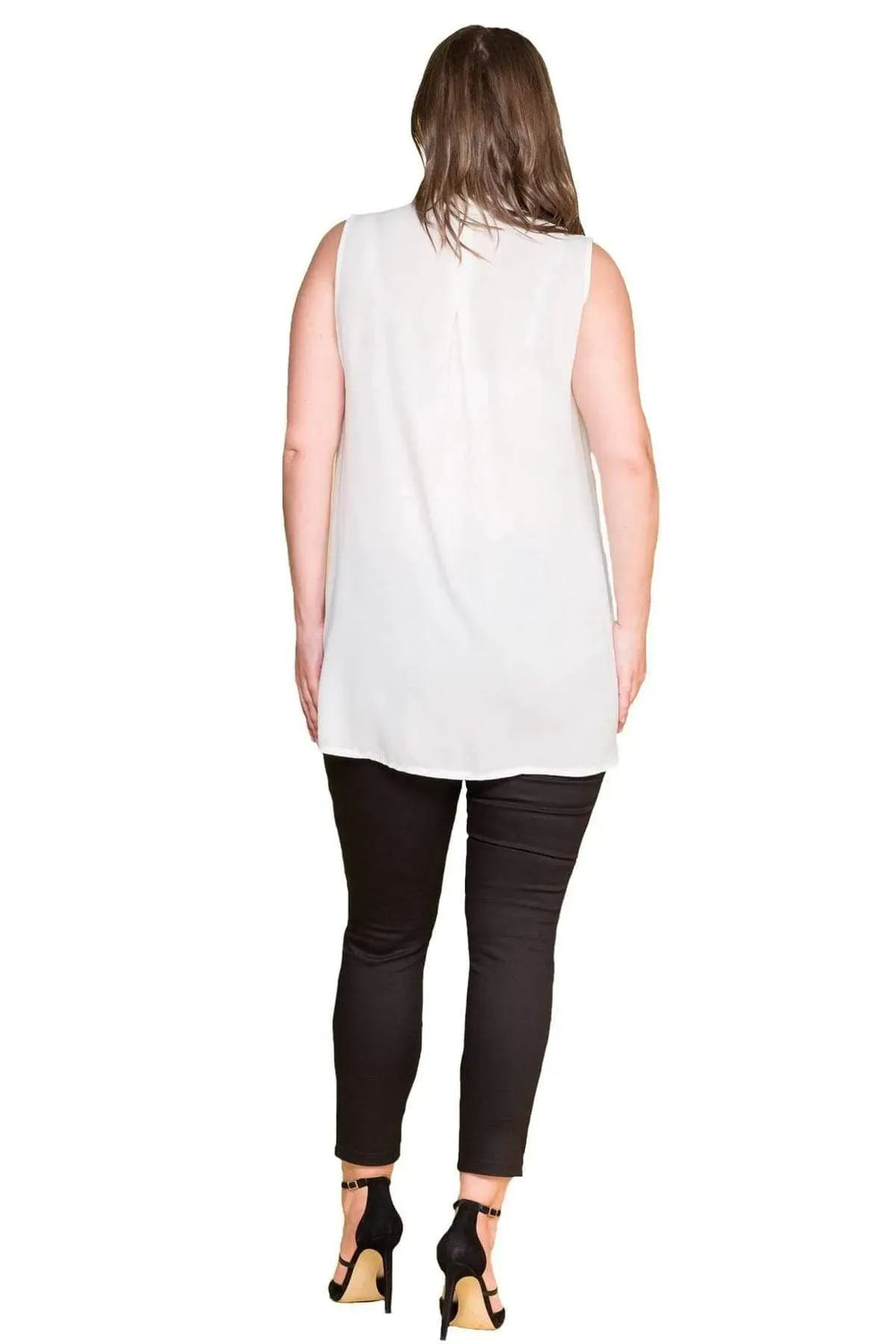 Women's Plus Size Black Sleeveless Button-Down Summer Shirt Tunic - Image 19