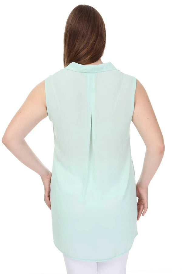 Women's Plus Size Black Sleeveless Button-Down Summer Shirt Tunic