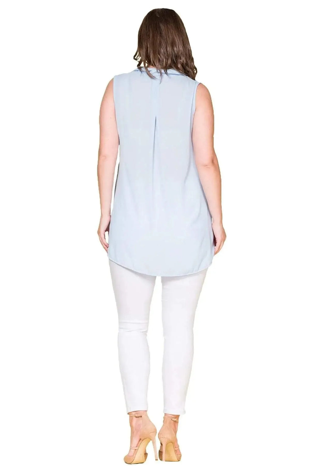 Women's Plus Size Black Sleeveless Button-Down Summer Shirt Tunic - Image 30