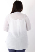 Plus Size Women's Salmon Embroidered Cotton Viscose Shirt