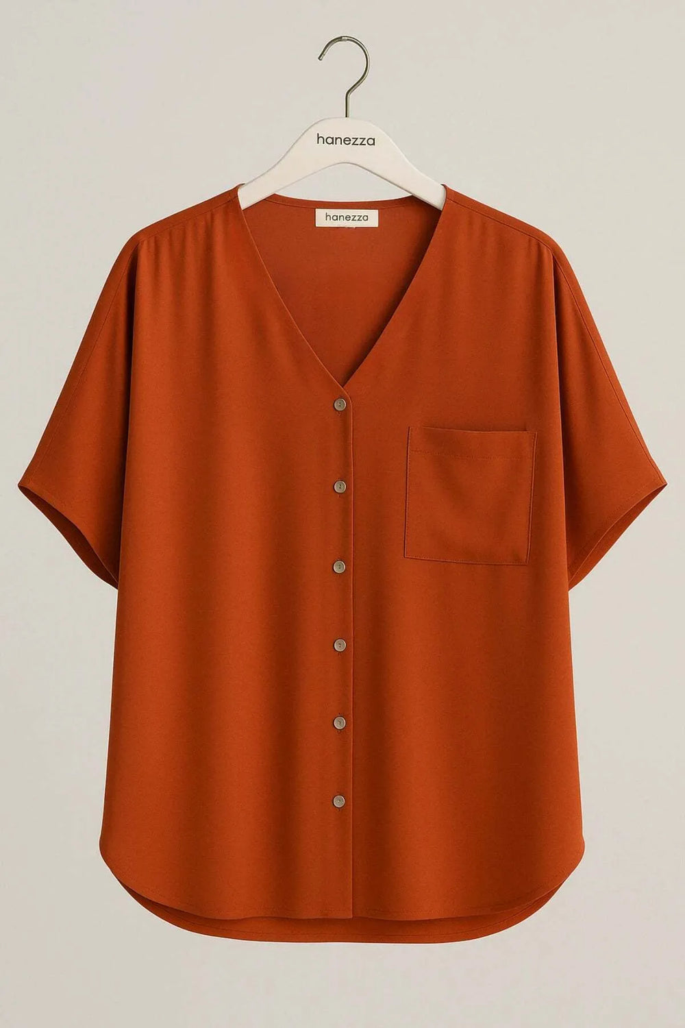 Plus Size Women's V-Neck Batwing Sleeve Button-Down Jessica Crepe Blouse - Image 1