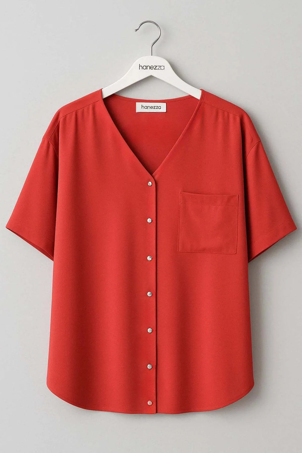 Plus Size Women's V-Neck Batwing Sleeve Button-Down Jessica Crepe Blouse - Image 5