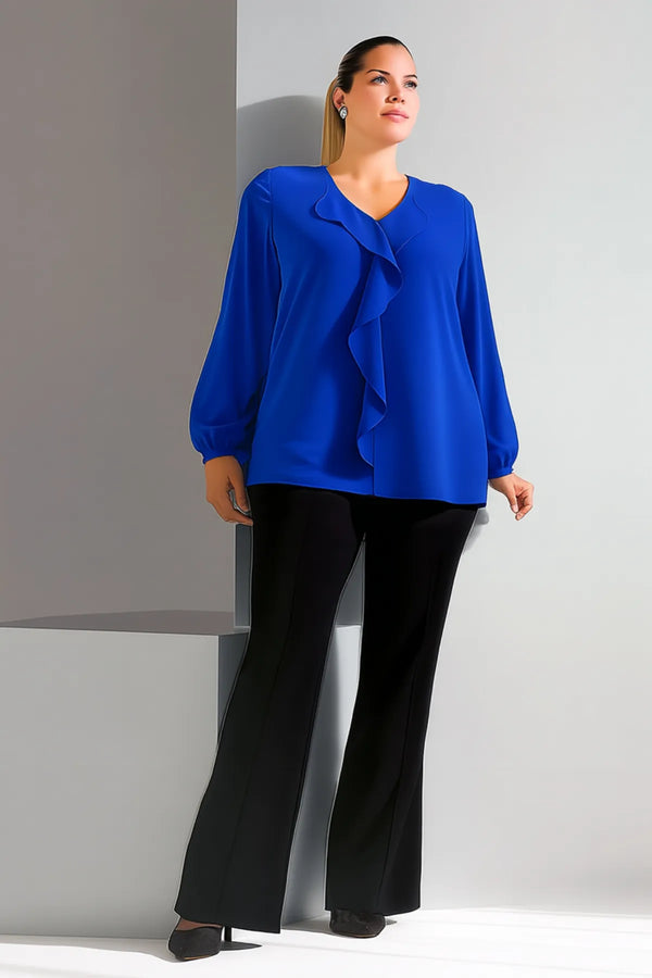 Женская блузка больших размеров из крепа Джессика с воротником-воланом