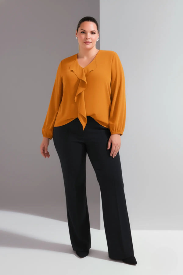 Женская блузка больших размеров из крепа Джессика с воротником-воланом