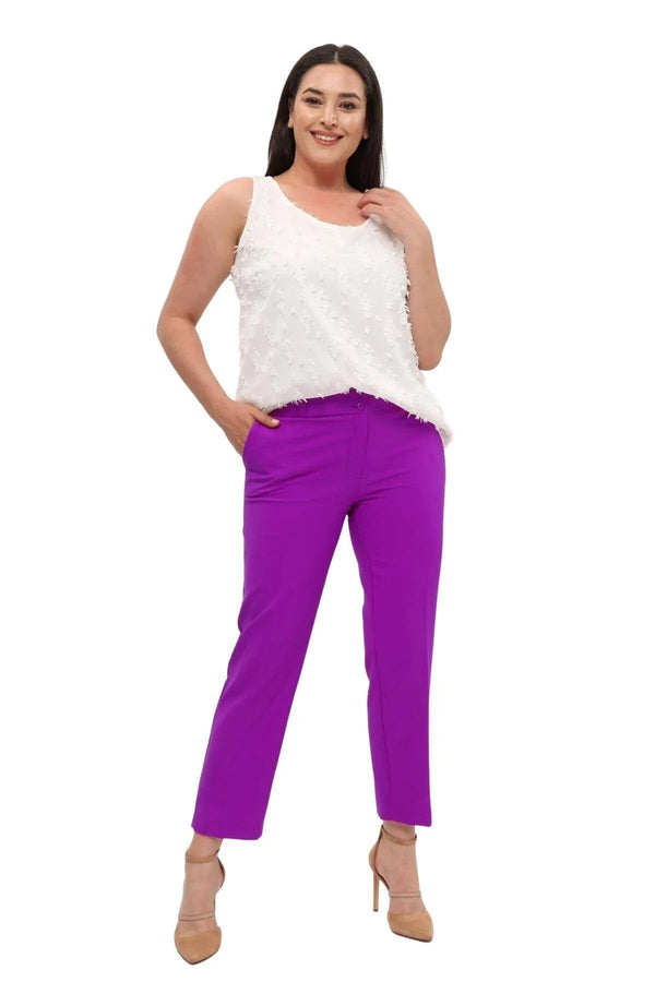 Женские брюки больших размеров с высокой талией и лайкрой - Комфорт и стиль на весь день