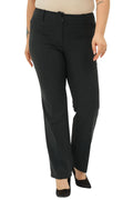 Pantalon Femme Grande Taille à Taille Haute en Lycra Anthracite Coupe Droite