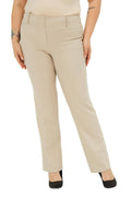 Pantalon Femme Grande Taille à Taille Haute en Lycra Anthracite Coupe Droite