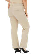 Pantalon Femme Grande Taille à Taille Haute en Lycra Anthracite Coupe Droite